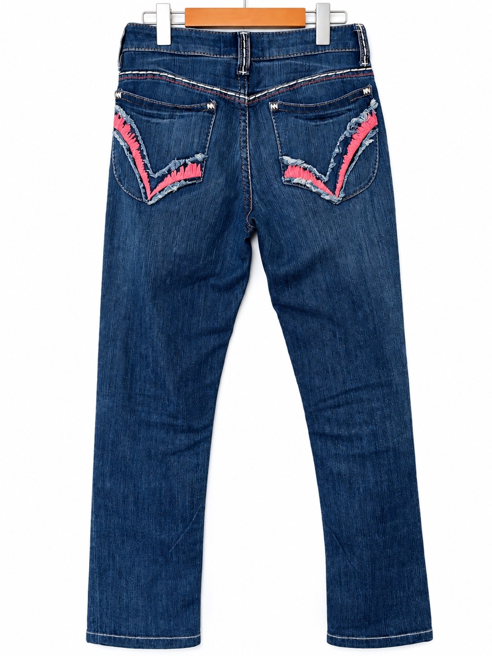 Tell Me Lies Screen Worn Y2K Stretch Straight Leg Jeans Pink Stitch Size 4